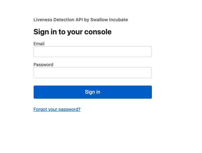 The customer dashboard sign-in screen.